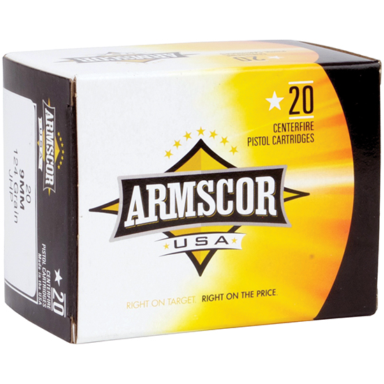 ARMSCOR AMMO 9MM 124GR JHP 20/25