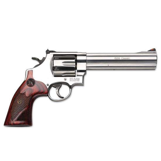 SW 629 DELUXE 44MAG 6.5" SS WOOD GRIP 6RD
