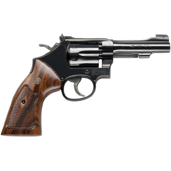 SW 48 CLASSIC 22MAG 4" CHECKERED WOOD GRIP 6RD
