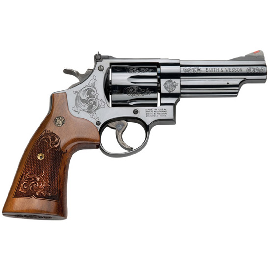 SW 29 44MAG 4" ENGRAVED BLUED WOOD GRIPS 6RD